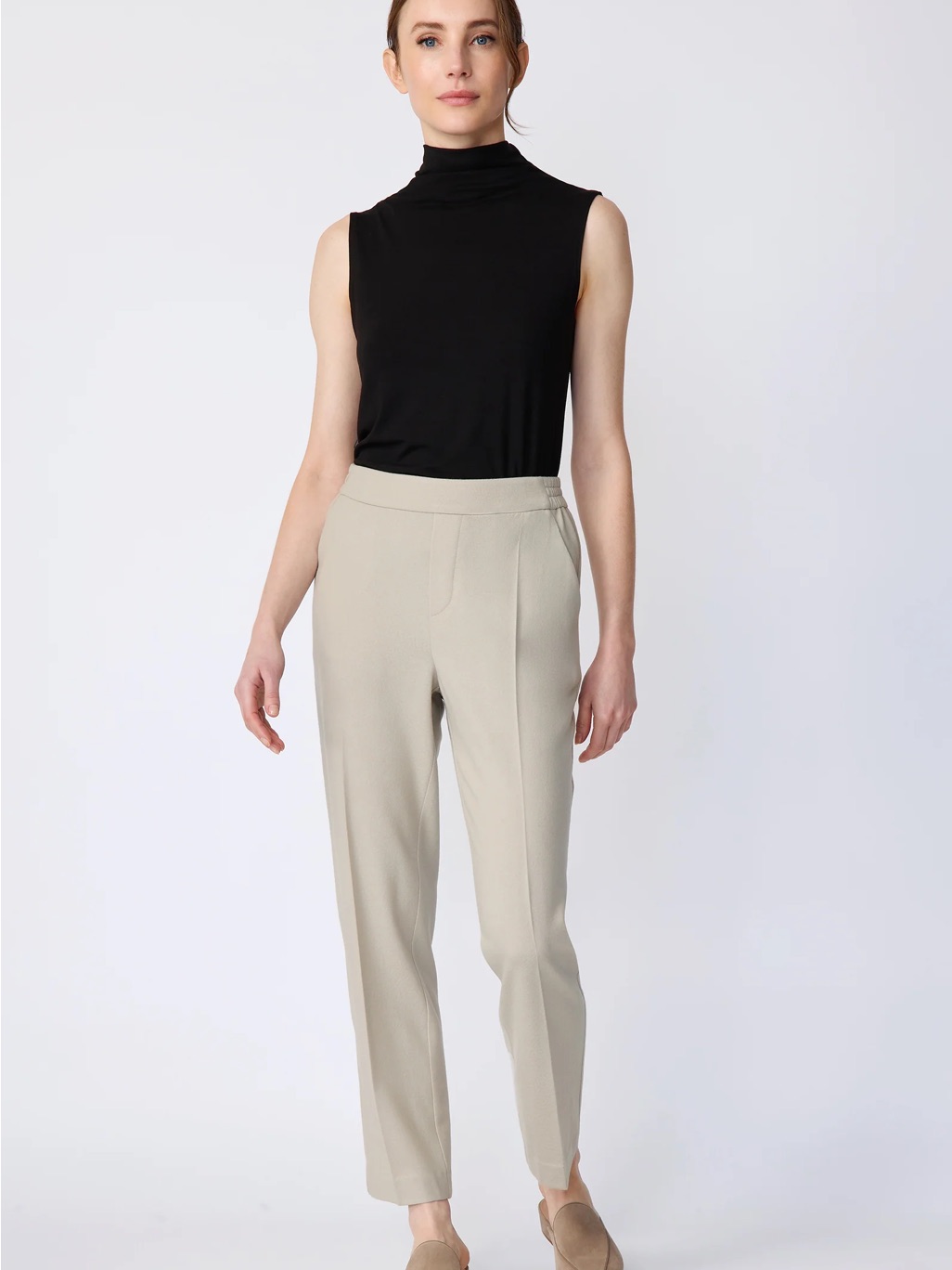 Kal Reiman Xl Designer Crisp Lightweight Beige Ankle Pant Minimalist Pull On Eco